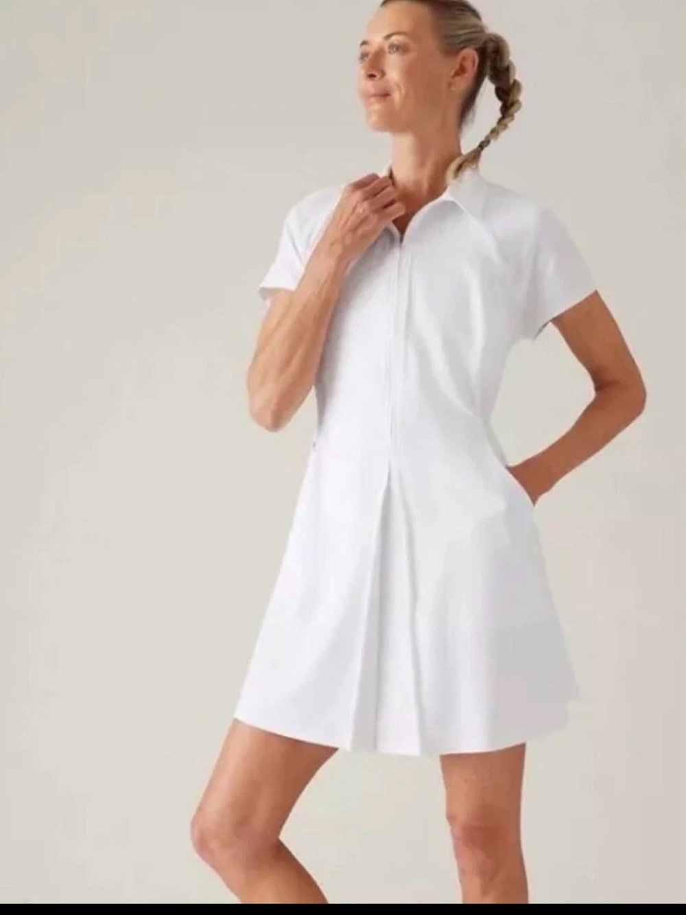 NWT Athleta Fairway Golf Dress WHITE LARGE L  *small mark